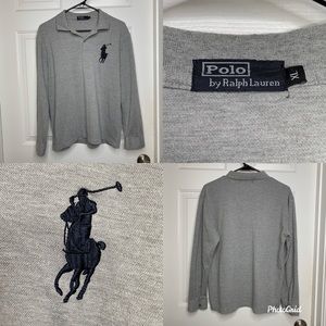 (XL) Polo Ralph Lauren Big Logo Mens LS Shirt Gray